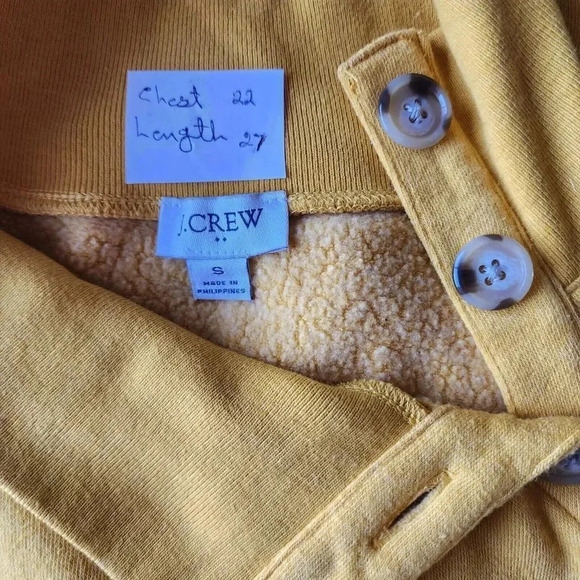 J. Crew Sweatshirt Women's Size Small Sunflower Gold/Yellow 4 Button Mock Neck - Picture 4 of 9